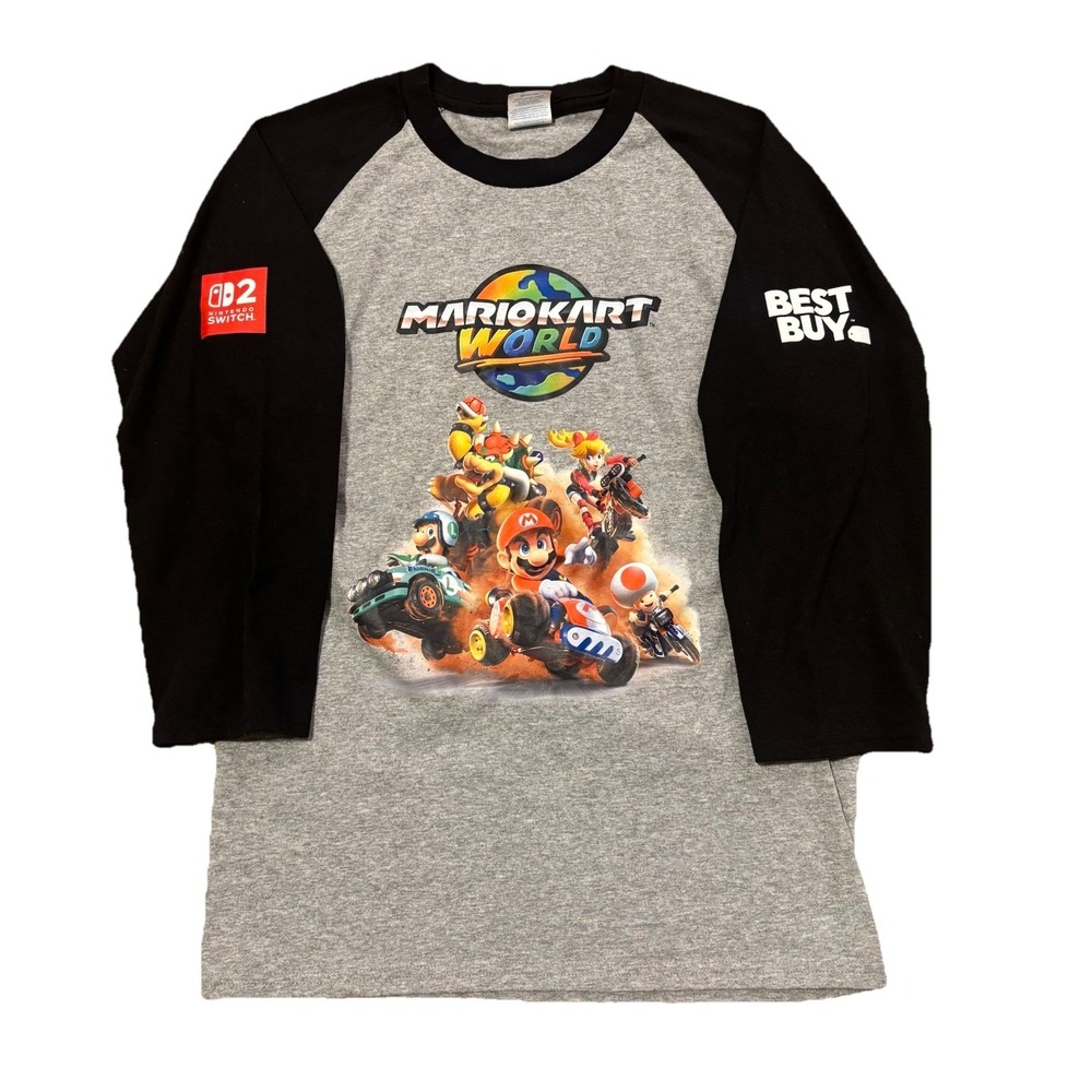 Mario Kart World Switch 2 Best Buy Exclusive 3/4 Sleeve Shirt Size Small